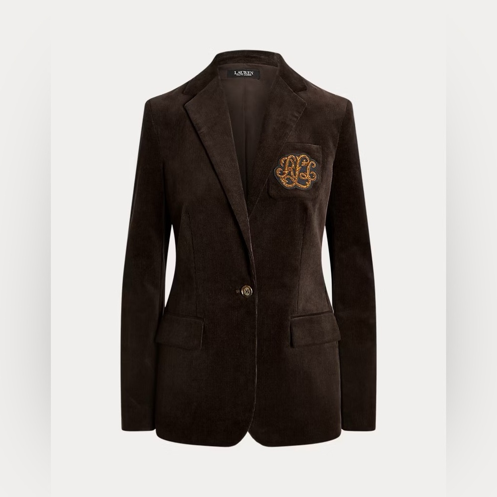 NWT Lauren Ralph Lauren Plus Size Bullion-Patch Corduroy Blazer